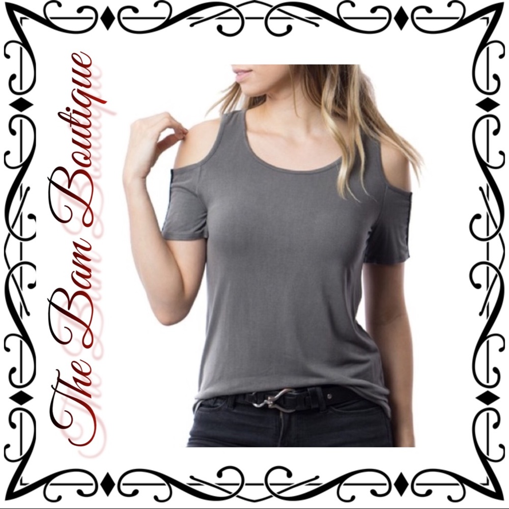 Washed Charcoal Shoulder-Cutout Top